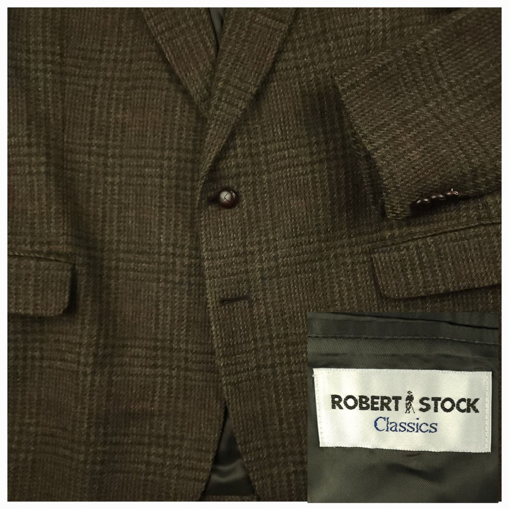 Vtg 90s Ivy Style Glen Check Plaid Mens Tweed Jacket 46R Wool Casual Sport Coat
